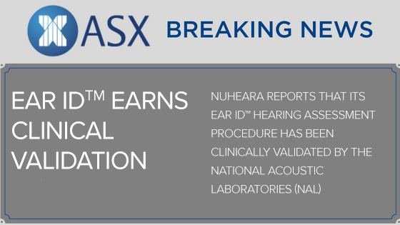 Nuheara Technology EAR ID™ Receives Clinical Validation as a Reliable Audiometry Assessment Procedure