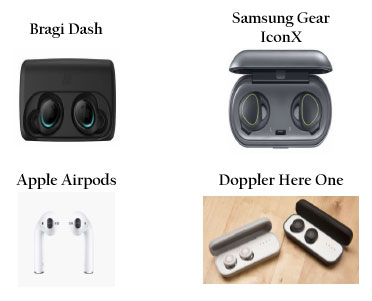 competitors of nuheara - bragi, samsung, apple, doppler