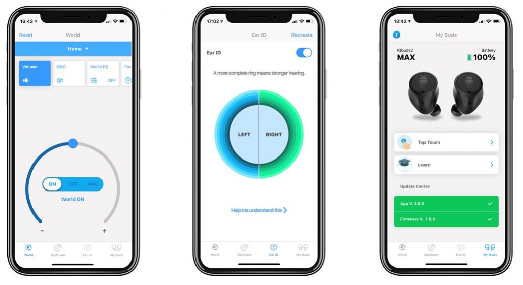 Ear ID hearing health testing via the IQbuds application