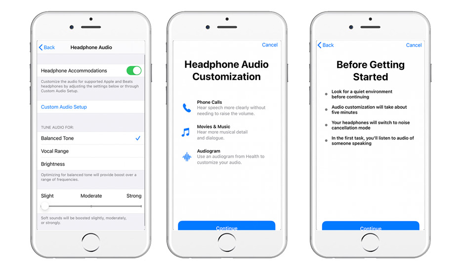 customizations suggested to use airpods as hearing aids