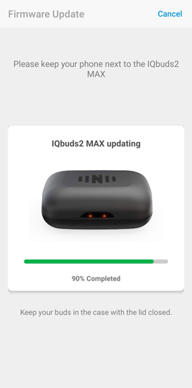 Firmware updates for IQbuds MAX earbuds available through IQbuds hearing app